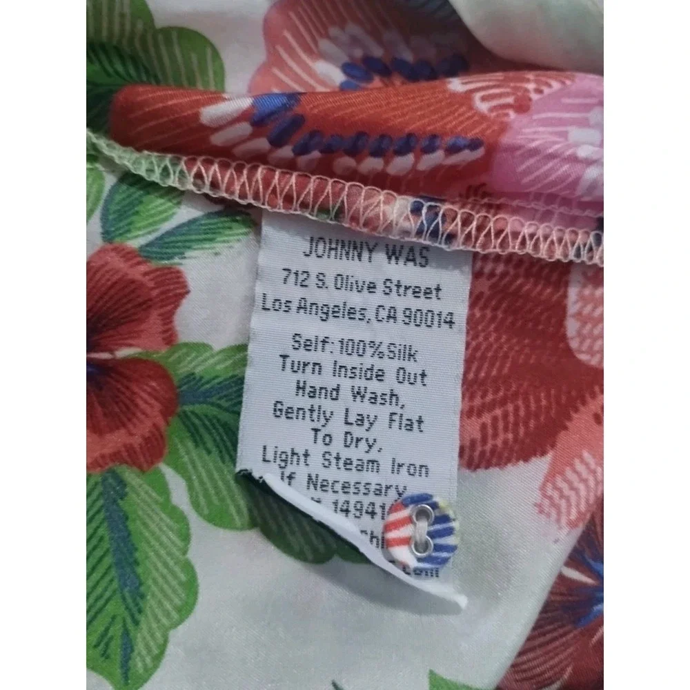 Johnny‎ Was Avah Floral Silk Blouse Women's XS Relaxed Boho Preppy